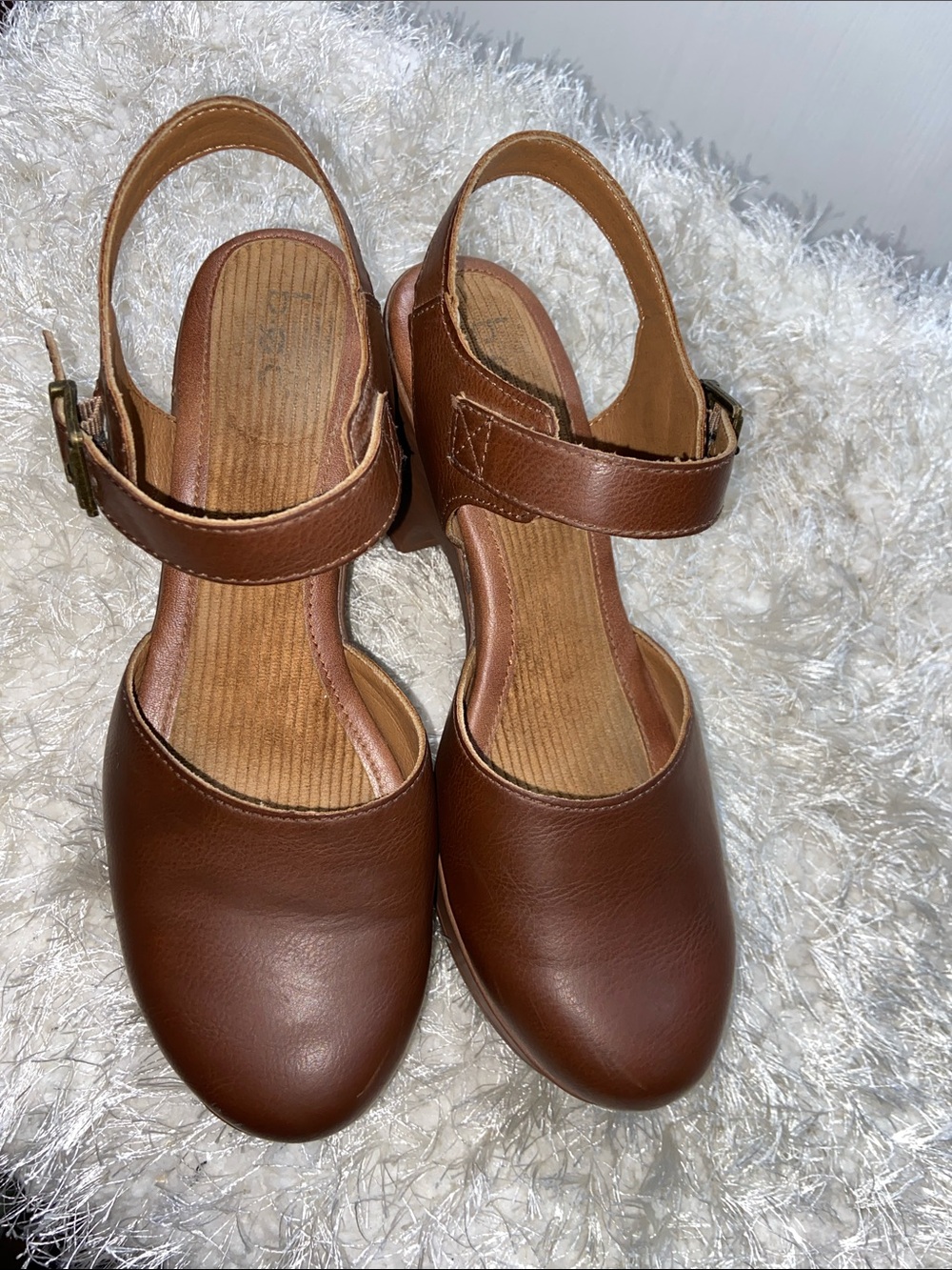 b.o.c. Natasha Brown Platform Clog Heels Ankle Strap Size 9M